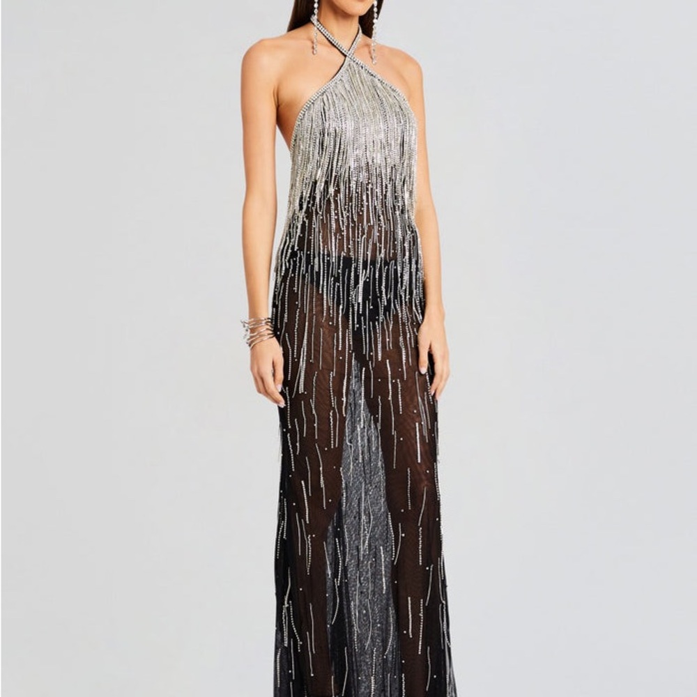 RETROFETE BELLE EMBELLISHED FRINGE DRESS NWT - Picture 3 of 16